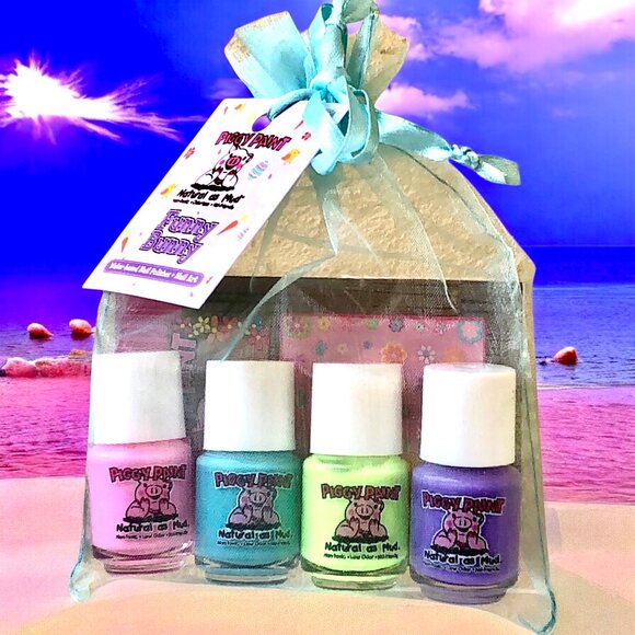 Piggy Paint Non-toxic Girls Nail Polish Funny Bunny Water Based 4 Gift Pack NEW - Picture 1 of 7